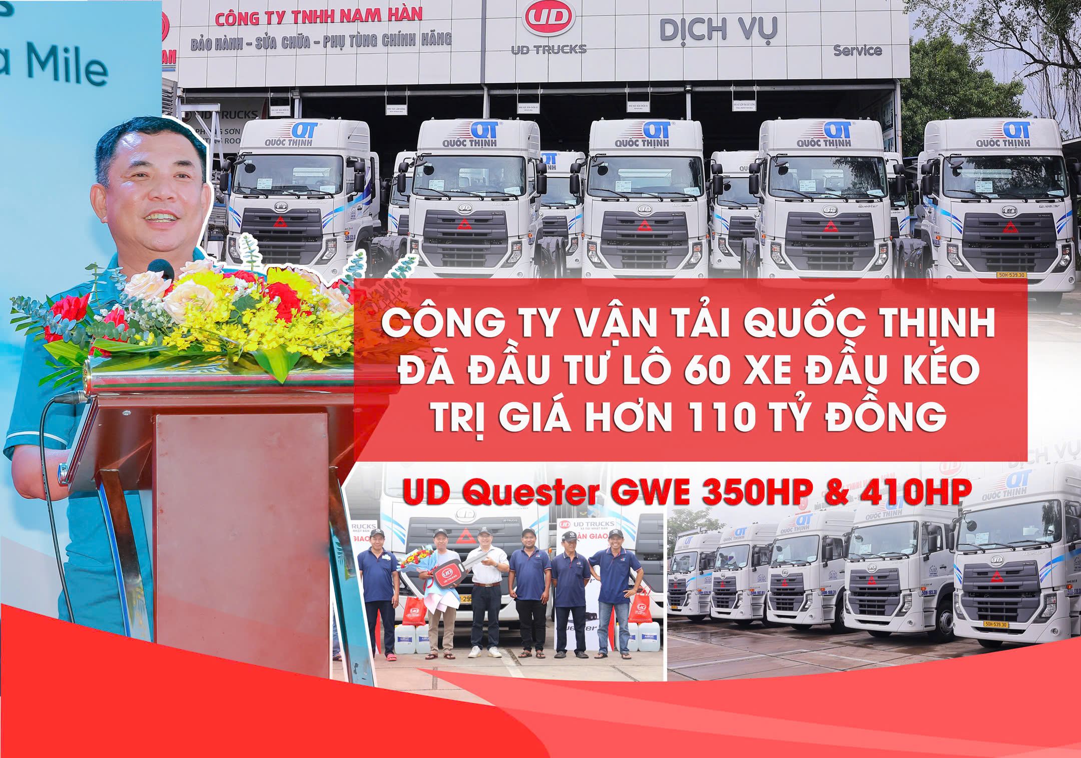 Công Ty Vận Tải Quốc Thịnh đã trở thành khách hàng lớn nhất của UD Trucks tại thị trường Việt Nam