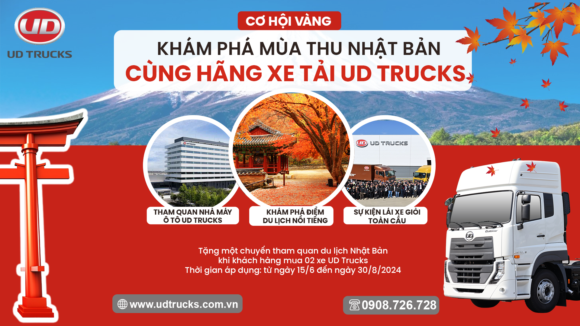 [CƠ HỘI VÀNG] KHÁM PHÁ MÙA THU NHẬT BẢN CÙNG HÃNG XE TẢI UD TRUCKS